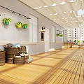 Villa Balcony Modern Design With Glass Roof Wooden Flooring And Green Plants