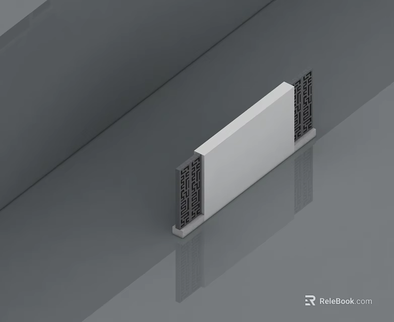 Modern Swing Door With White Panel And Decorative Side Grilles Design 3d model