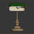 Vintage Desk Lamp With Green Shade And Brass Base For Home Office Decor
