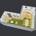 Modern Skincare Store Interior With Green Chairs White Table Bright Lighting And Product Shelves