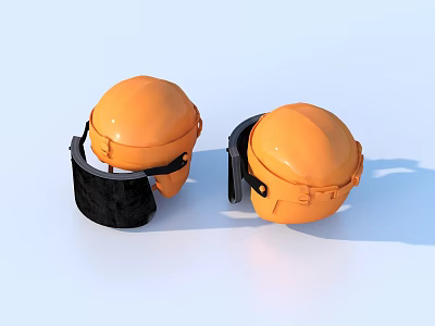 Orange Safety Helmets With Black Straps For Home Safety Use And Protection 3d model