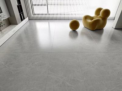 Light Gray Marble Floor Tiles in Modern Bright Living Room 3d model