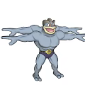 Blue Muscular Doll with Multiple Arms Purple Belt and Golden Decoration and Smiling Face Design