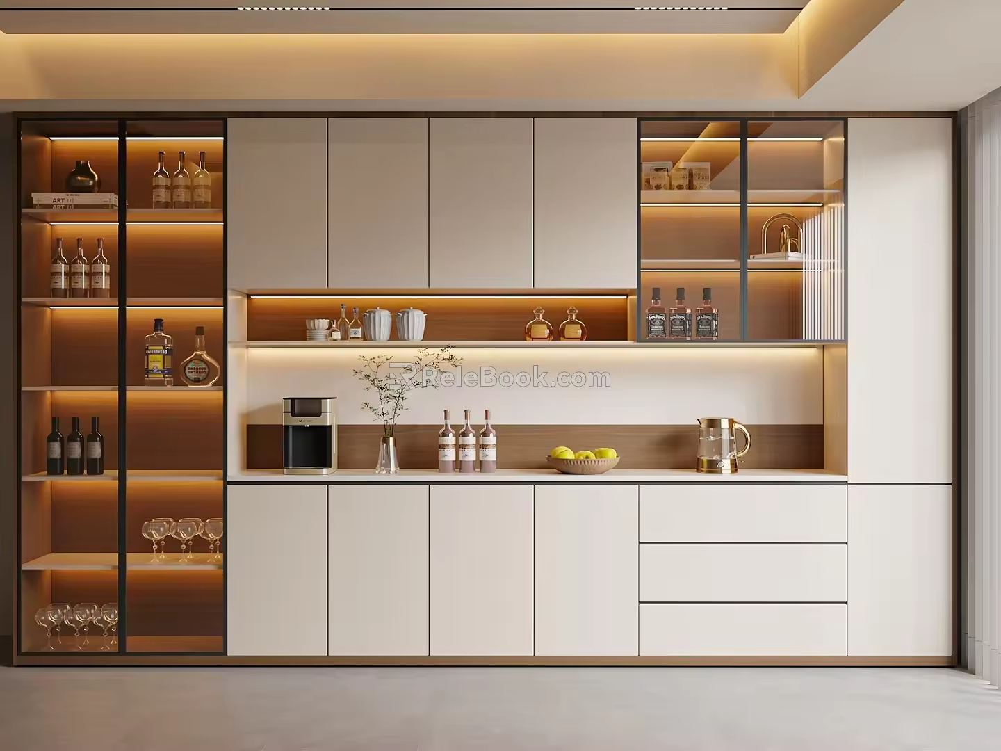 Modern Middle Style Wine Cabinet Sideboard 3d model