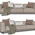 Modern three-seat sofa multiplayer sofa 3d model
