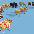 Low Poly 3D Sheep Models With Various Colors On Blue Background 3d model
