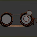 Vintage Commercial Protective Equipment With Brown Wooden Frame Large And Small Circular Lenses