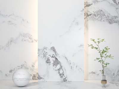 Modern white even grain marble tile rock slab stone background wall 3d model