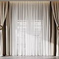 Elegant Modern Curtains Interior With Beige Thick Panels White Sheer Layers And Golden Ring Hooks