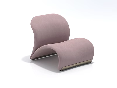 Light Pink Upholstered Accent Chair With Modern Curved Shape And Dark Base 3d model
