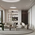 Modern Living And Dining Room Interior With Sofa Coffee Table Dining Set And Large Window
