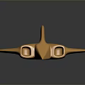Golden Metallic Sculpture With Winged Design And Circular Openings For Modern Decor