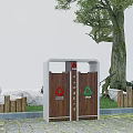 Guide Panorama Pointing sign Trash bin Warning sign 3d model