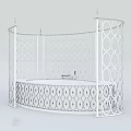 Stylish Oval Bathtub With Chrome Lattice Frame And Black Wave Patterned Base
