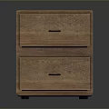 Functional Wooden Two Drawer Cabinet With Natural Grain And Black Handles