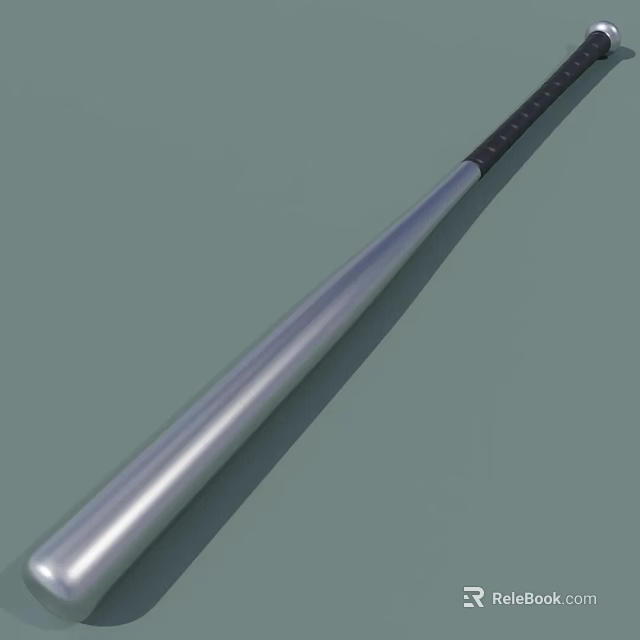 Silver Metal Baseball Bat With Black Grip And Smooth Surface For Sports 3d model 
