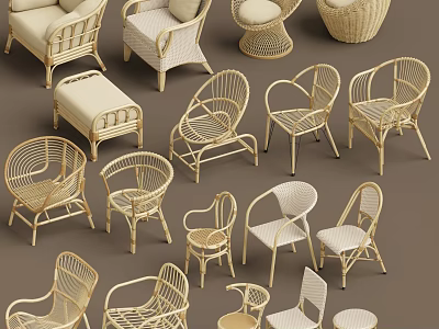 Various Wicker Outdoor Chairs With Different Styles For Comfortable Outdoor Use 3d model