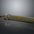 Green And Yellow Chainsaw Weapon With Eagle Emblem And Serrated Blade Mechanical Design