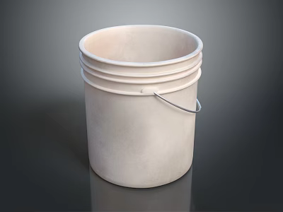 Practical White Sturdy Household Bucket With Metal Handle For Daily Use 3d model