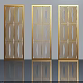 Three Modern Golden Swing Doors With Wavy Patterns On White Wall Background 3d model