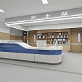 Modern Nursing Station Interior With Reception Desk Computers And Bookshelves 3d model