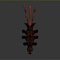 Fantasy Game Movie Character With Spiked Back Red Tentacles And Orange Spots