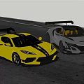 Yellow And Black High Performance Sports Cars On Road With Aerodynamic Design And Rear Spoilers
