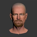 Realistic 3D Character Male Head Model With Bald Head Beard And Detailed Facial Features 3d model