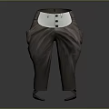 Brown Loose Fit Pants With White Waistband Three Black Buttons And Side Pockets