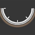 Silver Multi layer Arc Shaped Jewelry Pendant With Inlaid Crystals And Geometric Patterns