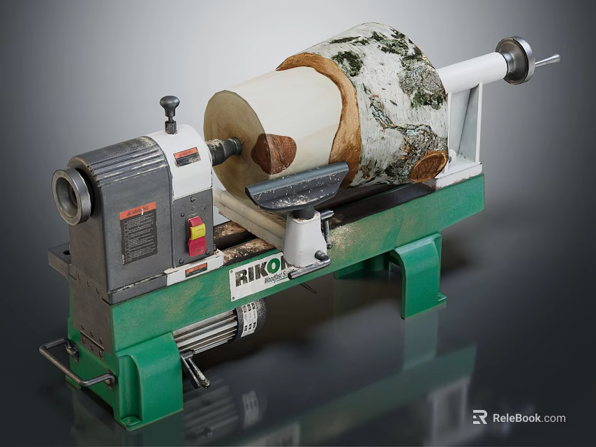 HIRO Industrial Drum Grinding Machine With Green Base Rotating Drum And Control Panel 3d model 