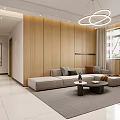 Modern Living and Dining Room Interior Design With Sofa Coffee Table And Ceiling Lamp 3d model