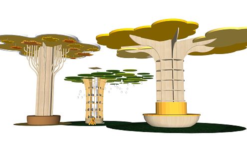 Nordic Type Tree Package Column Decorative Column Type Tree Combination 3d model