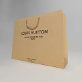 Louis Vuitton Brown Paper Shopping Bag With Leather Handle And Paris Logo