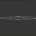 Detailed Blue Warship Model With Multiple Funnels And Long Hull Design