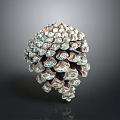 Pine Cone Shaped Dessert Pastry With Nutty Crust And Green Sugar Decorations