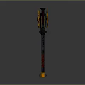 3D Mechanical Weapon Hammer Featuring Orange Black Gear Design And Long Handle