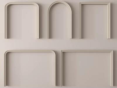 Light Beige Door Frames With Various Shapes And Modern Design Elements 3d model
