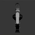 Futuristic Sci-Fi Weapon Featuring Black Body Red Blue Accents Mechanical Design and Advanced Components