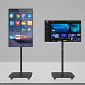 Two Smart Televisions on Wheeled Stands Display App Interface and AVATAR Content 3d model