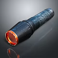 Modern Flashlight Design With Black Body Orange Light Head And Textured Surface 3d model