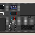 Digital combination computer hole board monitor keyboard mouse audio office supplies 3d model