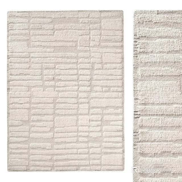 Modern Square Rug With Textured Pattern Neutral Tone Soft Material Living Room Decor 3d model