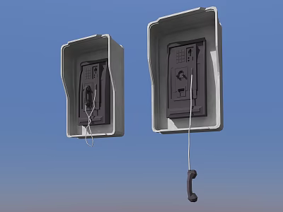Wall Mounted Decorative Ornament Set With Gray Case Black Buttons And Hanging Handset Design 3d model