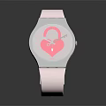 Fashionable Pink Strap Watch With White Dial Heart Design And Key Element