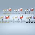 Multiple Health Themed Advertising Billboards With Various Stand Designs And Charts