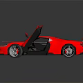 Red Supercar With Open Doors White Stripes And Sleek Sporty Design