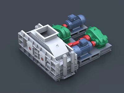 Industrial Crushing Equipment With Dual Motors Gear Transmission And Steel Frame 3d model