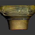 Decorative Ceramic Bowl With Yellow Green Glaze And Carved Patterns On Base