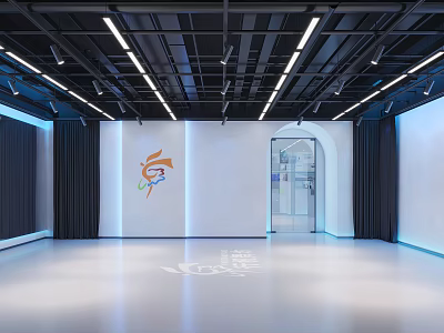 Modern Fitness Studio Interior With Sleek Floor Bright Lighting And Gym Logo Design 3d model
